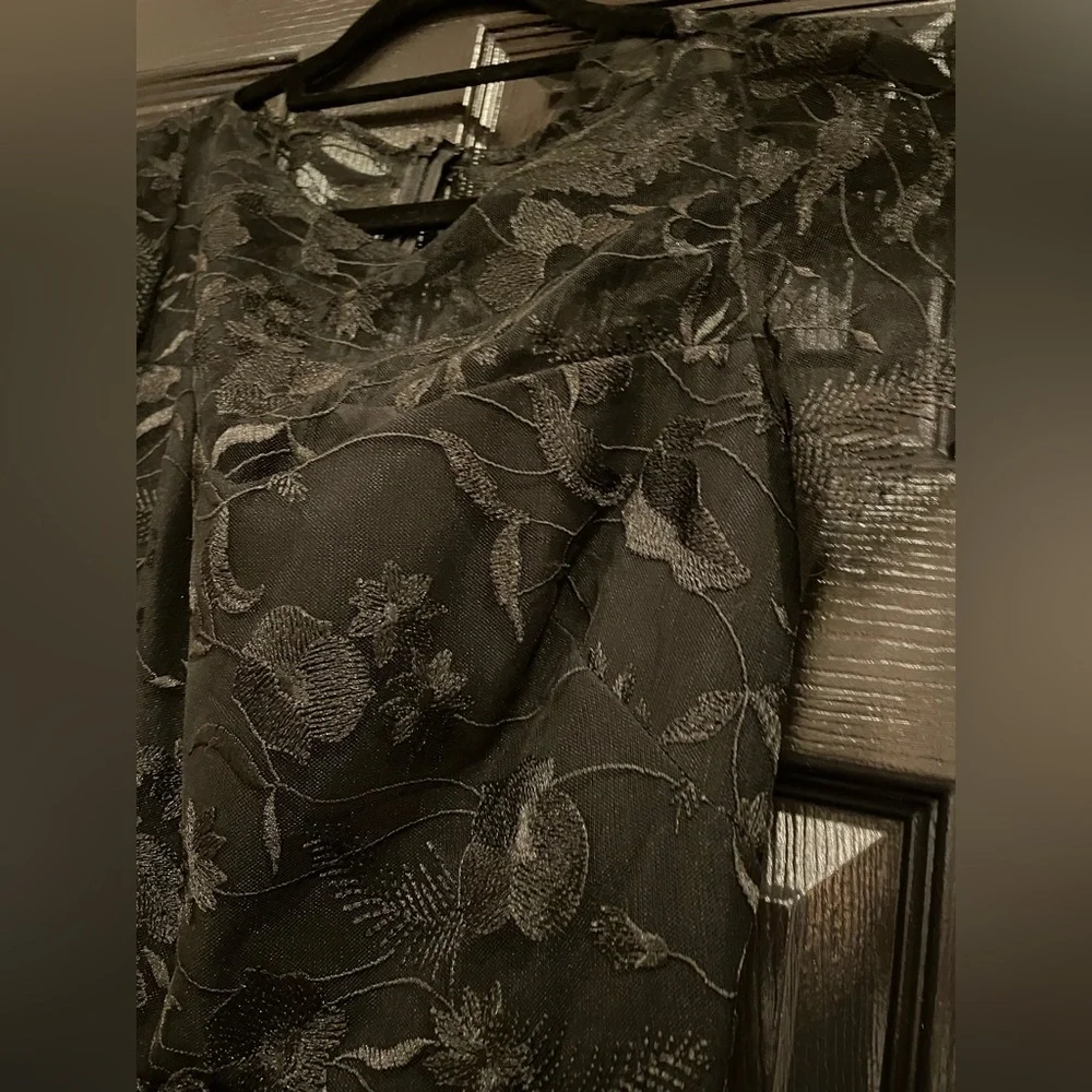 Stunning Shoshanna NWT black embroidered overlay cocktail dress sz 4 - Picture 2 of 5